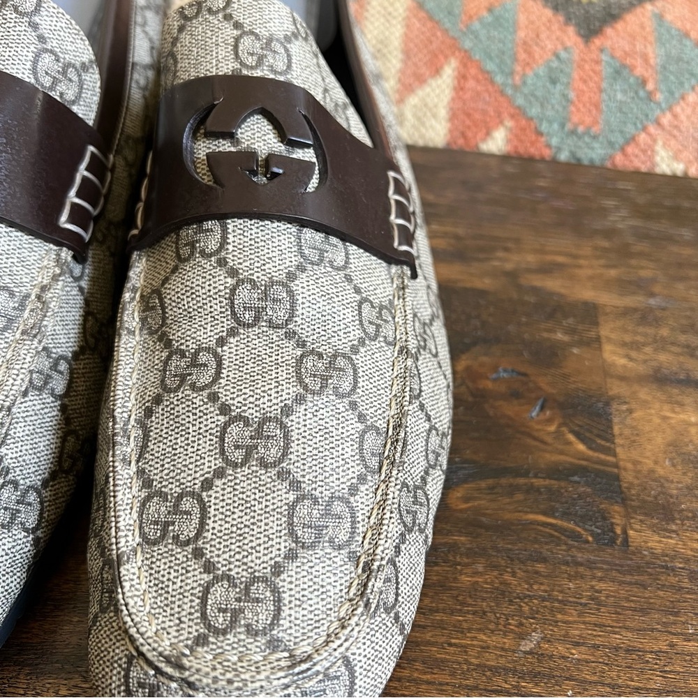 GUCCI Interlocking GG Monogram Coated Canvas Gordon Sport Loafers Mens 7G US7.5 - Picture 5 of 16
